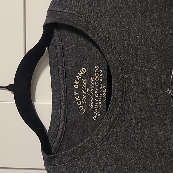 Lucky Brand T-Shirt Tee Men's Large Charcoal Gray Short Sleeve Spades Casual - Picture 6 of 10